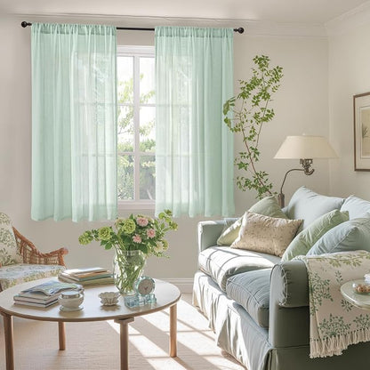 BGment Sage Green Linen Curtains 54 Inch Length - Image 2