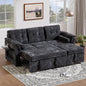 Convertible Sleeper Sofa Bed, 63 Inch Chenille Pull Out Couch by Outdoorchairs