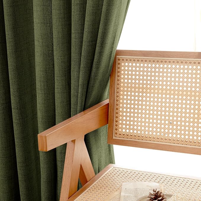 YoungsTex Olive Linen Curtains 90 Inch Length 2 Panels - Image 9