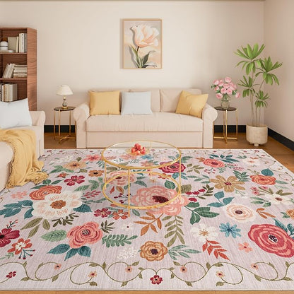 DUKINO 8x10 Area Rugs, Floral Washable Living Room Rug Non Slip, Stain Resistant - Image 4