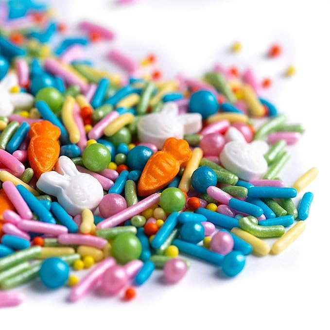 Sweets Indeed Sprinkles, Edible Sprinkle Mix, Perfect for Cake Decorations, Baking, Ice Cream, Cookies, Cupcake Topper, 4 ounces (Funny Bunny)