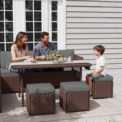 KIGOTY 7 Piece Patio Furniture Set, Outdoor PE Wicker Rattan Outdoor Dining Set - Image 8