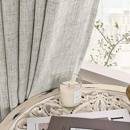 YoungsTex Dark Grey Curtains 98 Inches Long, Linen Drapes Light Filtering | - Image 7