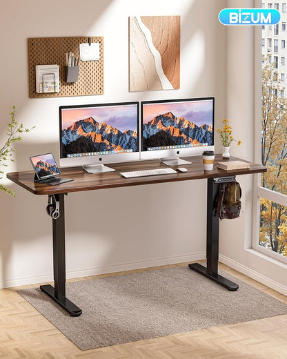 BIZUM Electric Standing Desk 63 x 24 Inch Computer Desk-Gaming Desk Dark Walnut - Image 2