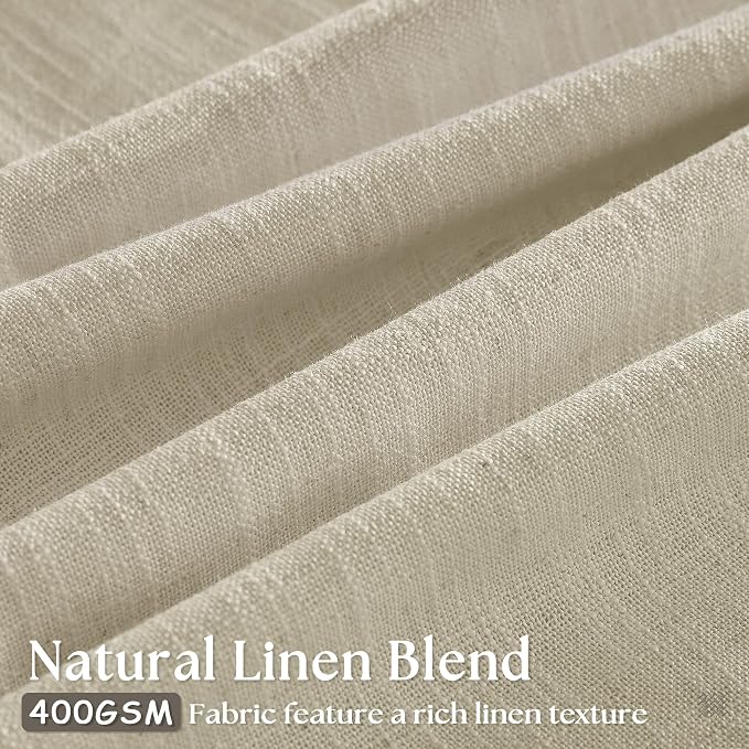 60 Inch Width 92 Inches Long Linen Pinch Pleated Curtains 1 Panel | Light - Image 2