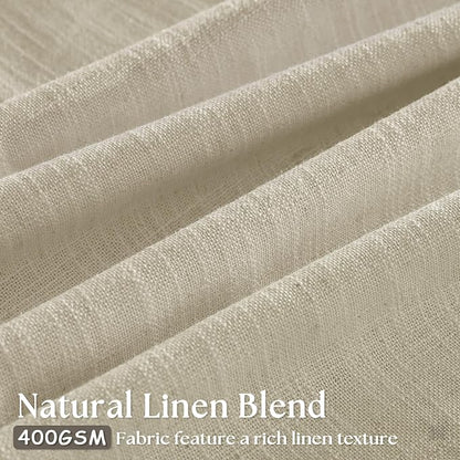 60 Inch Width 92 Inches Long Linen Pinch Pleated Curtains 1 Panel | Light - Image 2