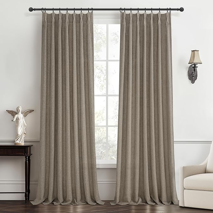 Pinch Pleated Farmhouse Burlap 90 Inch Curtains - Image 2
