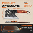 TUO Wild Forged Meat & Bone Cleaver Knife, 7 inch Heavy Duty Butcher Knife with Sheath, Bone Cutter for Meat Cutting, Kitchen Outdoor Cooking, Gift - Red Sandalwood Handle