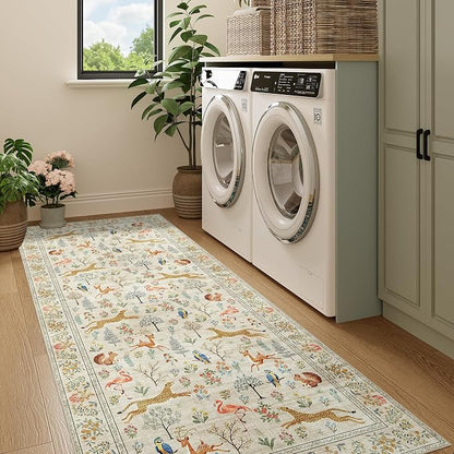 DUKINO 3x7 Hallway Runner Rug, Non Slip Animal Kitchen Runner Rug, Low Pile - Image 8