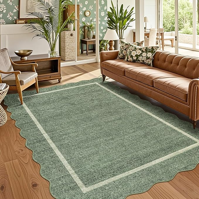 GarveeHome Scalloped Washable Rug 5x7 Area Rug by GarveeHome