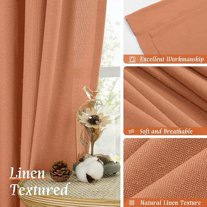 Short Terracotta 48 Inch Linen Curtains - Image 7