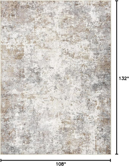 UERMEI 9x13 Area Rug Living Room Rugs Washable Neutral Brown Grey Carpet | - Image 2