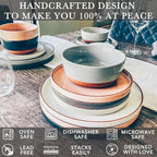 Mora Ceramic Flat Dinner Plates Set of 6, 10.5 in High Edge Dish Set - Microwave, Oven, and Dishwasher Safe, Scratch Resistant, Modern Dinnerware- Kitchen Porcelain Serving Dishes - Assorted Neutrals