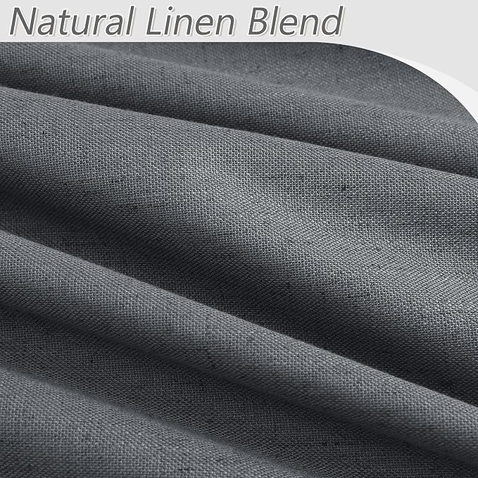 Blazer Grey 100% Blackout Linen Curtains 120 Inch Length 2 Panels Set - Image 3