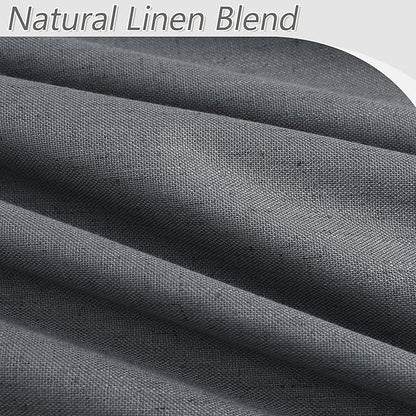 Blazer Grey 100% Blackout Linen Curtains 120 Inch Length 2 Panels Set - Image 3