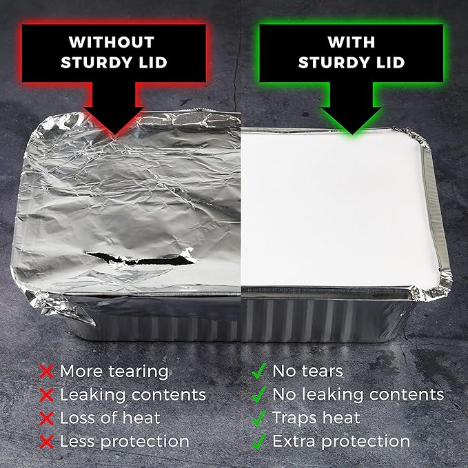 NYHI 8.4" x 5.9" Disposable Aluminum Pans with Lids Foil Containers for Cooking Baking Meal Prep Takeout Heavy Duty Food Storage Pan Trays Freezer Container with Lid