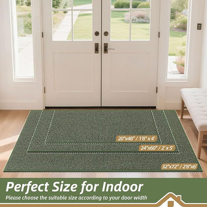 BEQHAUSE Dirt Trapper Door Mat 24" x 60", Non-Slip Washable Doormats, Low - Image 2