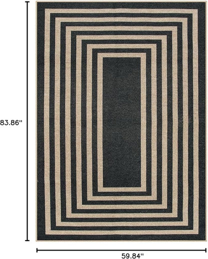 Lahome Modern Geometric Easy Jute Outdoor Rug, 5x7 Patio Living Room Rug | - Image 2