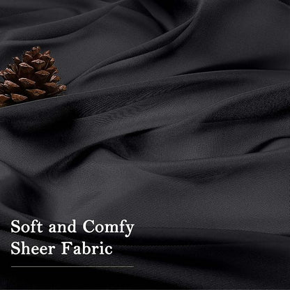 Black Sheer Curtains 96 Inches Long 2 Panels, Solid Airy Voile Dual Rod Pocket - Image 8