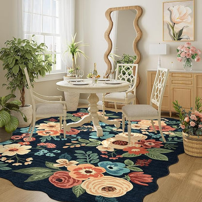 DUKINO 4x6 Area Rug, Non Slip Floral Washable Living Room Rug, Stain Resistant - Image 8