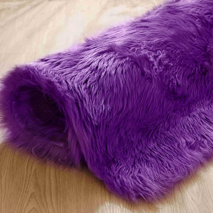 Goolela Purple Area Rug 9x12 Fluffy Fuzzy Furry Carpet - Image 9