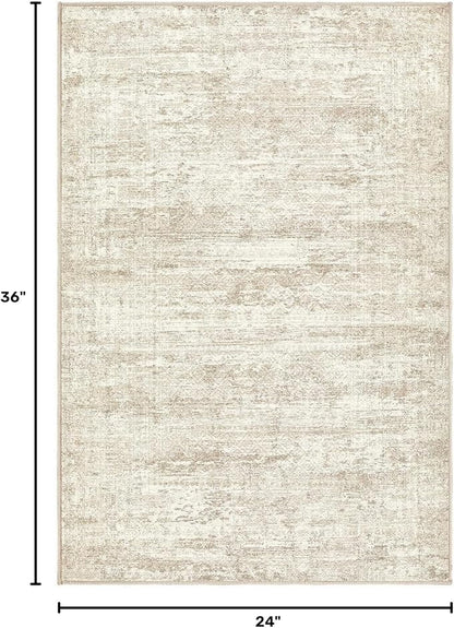 UERMEI 2x3 Entryway Area Rug: Washable Neutral Modern Abstract Small Rug - Image 2