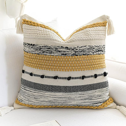 Yellow Mustard Decorative Throw Pillow Cover 20x20 Square Boho Accent by BlissBlush