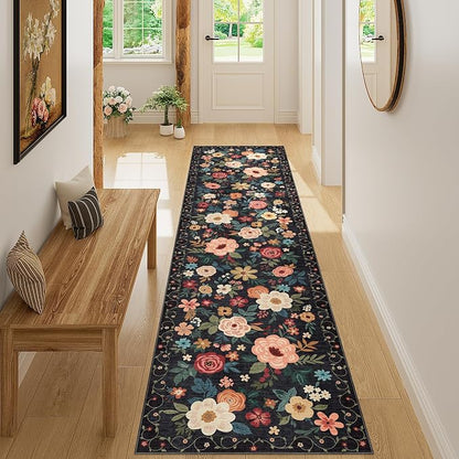 DUKINO 2x8 Runner Rug, Floral Washable Kitchen Runner Rug Non Slip, Soft Indoor - Image 4