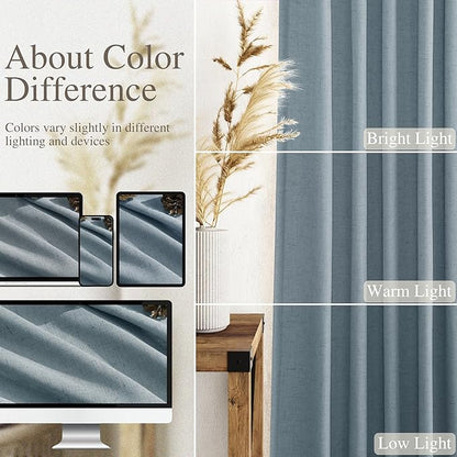 Light Blue Linen Curtains 108 Inches Long - Image 3