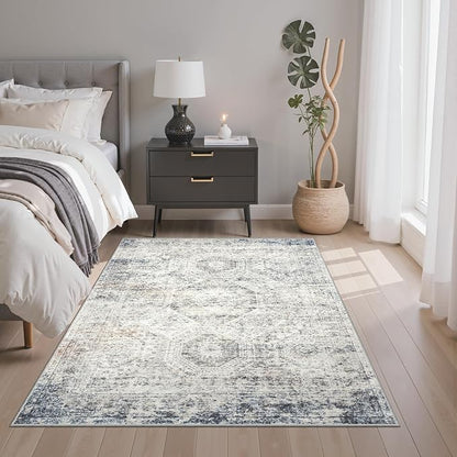 Soalmost 4x6 Area Rug for Living Room, Washable Rugs Non-Slip, Thin Foldable - Image 2