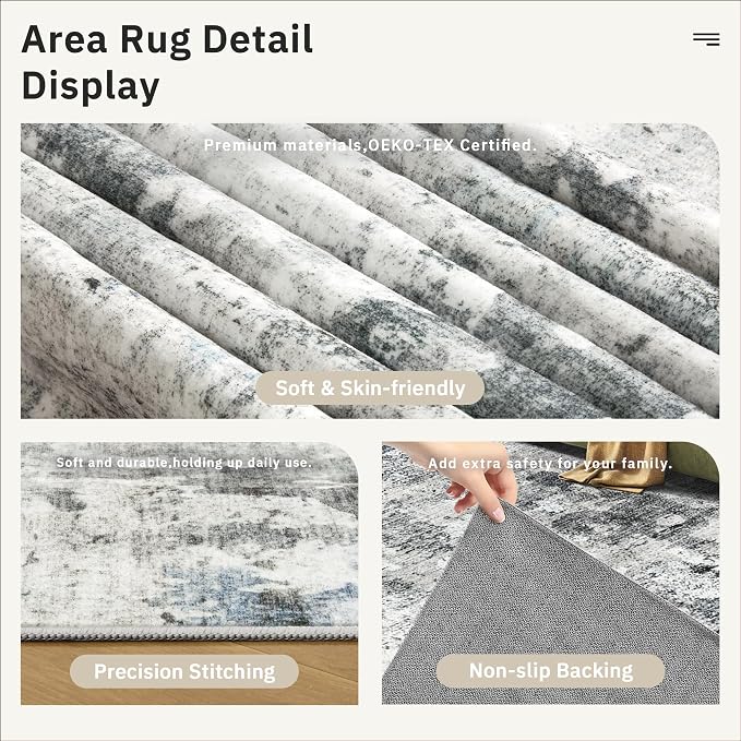 Soalmost Abstract Rug 5x7 Washable Area Rugs - Image 6