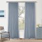 Blue Linen Blackout Pleated 86 Inch Curtains by Twodrapes