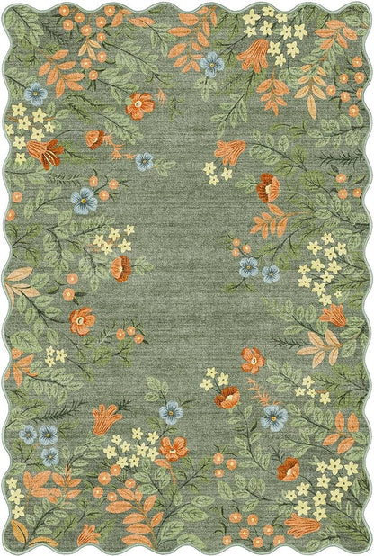 Front Door Mat Indoor Outside Entrance, 2x3 Sage Green Floral Rug | Non-Slip - Image 9
