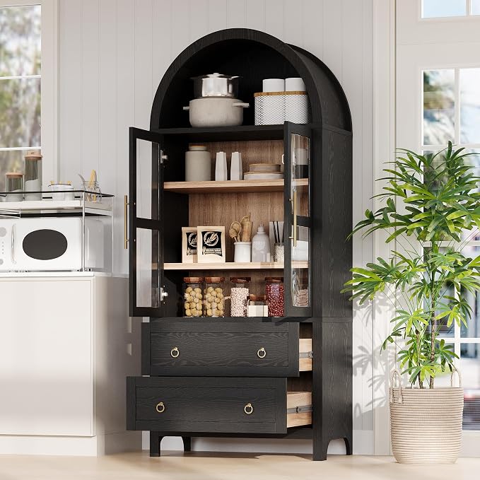 VilroCaz 71" Tall Arched Kitchen Pantry - Image 4