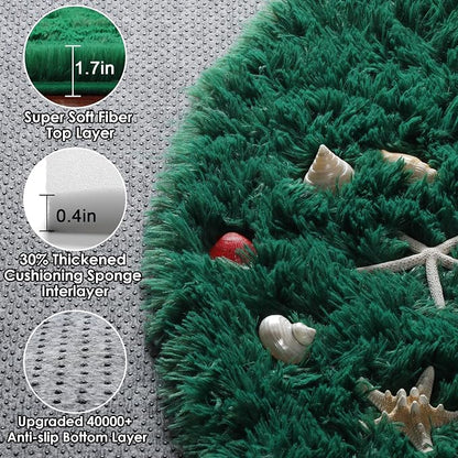 Dark Green Round Area Rugs 6ft, Ultra Soft Bedroom Circle Rug - Image 2
