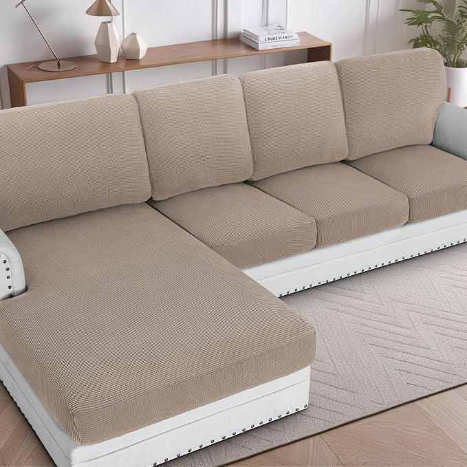 H.VERSAILTEX Sectional Couch Covers 4 Pieces Sofa Seat Cushion Covers L Shape by HVERSAILTEX