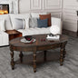 LEEMTORIG Oval Coffee Table for Living Room, 2-Tier Solid Wood Table by LEEMTORIG