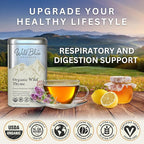 Wild Bliss Organic Wild Thyme Tea - Caffeine Free Respiratory Herbal Support - Pharmacopoeia Potency - 20 Plant Based Tea Bags