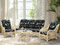 Malibu Lounge Set of 4: 2 Natural Rattan Wicker Chairs, Three-Seater Sofa and by Wickerix