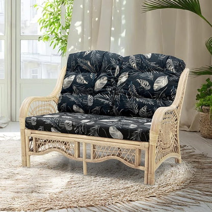 Malibu Lounge Loveseat Sofa Natural Rattan Wicker Handmade Design, Natural Color by Wickerix