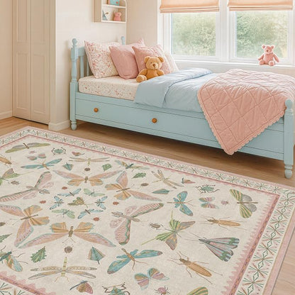 Butterfly Area Rugs 5x7 for Baby Nursery, Cute Light Pink Rugs for Bedroom Girls - Image 7