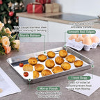 Quarter Sheet Pan with Wire Rack Set (2 Baking Sheets+2 Racks), Homikit Stainless Steel Baking Tray with Grid Cooling Rack for Toaster Oven Roasting, Metal Bacon Cookie Jelly Roll Pan, 12" x 10" Inch