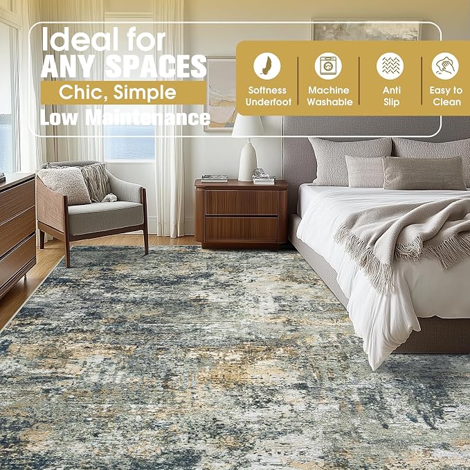 Aelenmu 10x14 Area Rugs for Living Room Washable Dining Room Multi Color | - Image 2