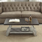 Contemporary Two-Tone Wood Shelf Coffee Table, 48 in Weathered Walnut and Gray by Noeko