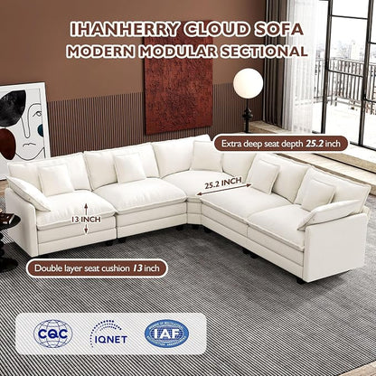Ihanherry 114" V-Shaped Modern Sofa Modular Sectional Cloud Couch - Image 3