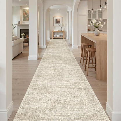 Soalmost Washable 3x18 Hallway Runner Rug Non-Slip Kitchen Entry Rugs Beige | - Image 4