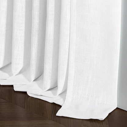 Snow White Short Pinch Pleat Linen Curtains 45 Inch Length 2 Panels Set | - Image 6