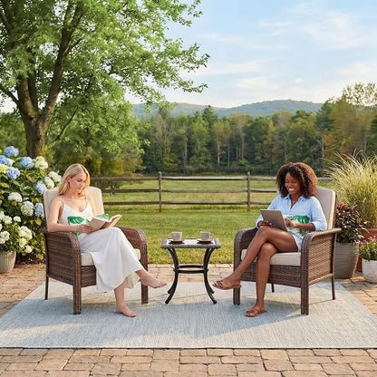 Garvee 2 Pieces Patio Furniture Set, Outdoor Wicker Chairs of 2, All Weather - Image 6