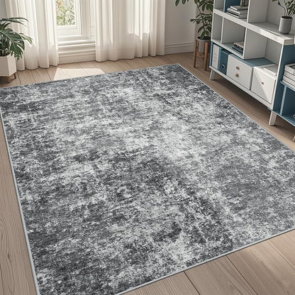 5x8 Area Rugs for Living Room Washable Bedroom Dining Room Black Grey | Modern by Aelenmu