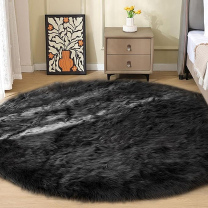 ORINOVA Washable Faux Fluffy Fur Round Area 6.6ft Rugs by ORINOVA